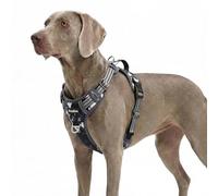 Funfox Dog Harness for Xlarge Dogs, No Pull Pet Vest Adjustable with Vertical Handle & Front Clip, Anti Pull Padded Harness Reflective Night Walking Size for X-Large Breed, Misty Gray XL