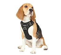 Funfox Dog Harness Medium, No Pull Harness with Front Clip & Vertical Handle, Adjustable Anti Pull Padded Pet Vest, Reflective Night Walking Size for Small Medium Large Breed, Black M
