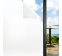 Funfox Frosted Window Film Privacy Static Cling 44.5x400cm - Matte White Opaque Vinyl Sticker for Bathroom Door & Office Glass, Non-Adhesive UV Protection Film