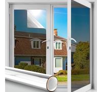 Funfox One Way Mirror Window Film Privacy, Reflective Mirror Tint Film Heat Control UV Sun Blocking Anti Glare Static Cling for Glass Window Covering, Silver 90x400cm