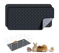 FunFurry Washable Guinea Pig Cage Liner - 2 Pack Reusable Washable Pee Pads,Waterproof Guinea Pig Bedding for Small Animal - Rabbit Bunny Hamster Puppy (Dark Grey, 24" X 47" - 2 Pack)