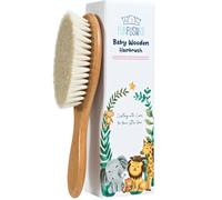 Funfushka Baby Hair Brush - Natural Soft Goat Bristle Hair Brush for Newborns, Infants, Toddlers, Baby Girls, Boys, Ideal for Cradle Cap, Prevents Scalp Irritation (Beechwood)