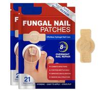 Fungal Nail Hydrogel Patches - Overnight for Toenail Fungus, Fortifies Brittle Nails, Improves Discoloration & Renews Structure, Hygienic Easy Apply Soft Care Strips (21 Patches)