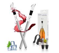 FungLam Professional 5-in-1 Wine Cooling Stick Set with Stainless Steel Cooling Stick, 2 Cooling Rods, 2 Bottle Caps and 1 Foil Cutter - Perfect Red and White Wine Gift Set