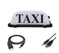 FUNGNLY USB Rechargeable Battery Taxi Sign Light,Magnetic Waterproof Taxi Cab Roof Top Illuminated Light,LED Light with Sealed Base,White Light with White Shell