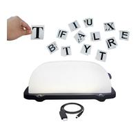 FUNGNLY USB Rechargeable Sign Light for Car, Blank Light with 2 Sets of Letters Stickers,Car Roof DIY Light with Magnetic Waterproof for Cab Roof Top Illuminated Sign (WHITE)