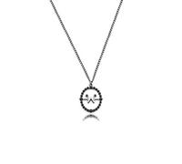 FUNGTN Wednesday Addams Necklace Stainless Steel Silver Plated Pendant W Necklace Gothic Punk Costume Wednesday Necklace Gifts for Boys Girls and Women,Black