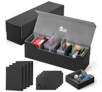 FunGuys Card Deck Box for Trading Card Storage, Toploader Storage Box, MTG Deck Box Commander holds 500+ Cards with Dice Tray and Dividers, TCG, Magic the Gathering