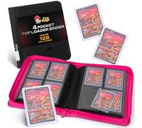 FunGuys Toploader Binder - 4 Pocket Trading Card Binder for 128 Top Loaders, Pokemon Card Binder, MTG, Yugioh, Sports Cards, TCG Storage Album, Zipper Card Collector Folder