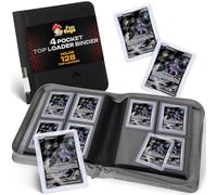 FunGuys Toploader Binder - 4 Pocket Trading Card Binder for 128 Top Loaders, Pokemon Card Binder, MTG, Yugioh, Sports Cards, TCG Storage Album, Zipper Card Collector Folder