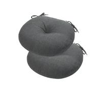 FUNHOME Bistro Chair Cushions with Ties,Tufted Patio Round Outdoor Seat Cushions 15"x15"x4"inch,Set of 2,Waterproof Chair Pads for Barstool Home Garden Kitchen Furniture(Charcoal Gray)