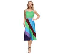 Funhoo Women Slip Dress Jenna Rink Summer Green Blue Sheath Colorful Striped Costume for Cosplay Party Dress Up Casual Outfit (M)
