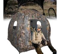 FUNHORUN Hunting Blind 360 Degree See Through with Floor Mat, 2/3 Person Ground Blind, Quick Set Pop Up Tent, Spring Steel Camouflage Tent for Deer and Turkey