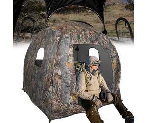 FUNHORUN Hunting Blind 360 Degree See Through with Floor Mat, 2/3 Person Ground Blind, Quick Set Pop Up Tent, Spring Steel Camouflage Tent for Deer and Turkey