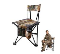 FUNHORUN Hunting Tripod Chair,Folding Hunting Chair with Storage Pocket,Camouflage Hunting Chair with Backrest for Blinds,Lightweight Portable Hunting Stool for Outdoor Activities