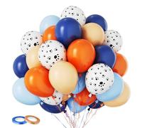 Funhot Blue and Orange Balloon Set, 60PCS Theme Party Decorations, 12Inch Pastel Navy Paw Printed Helium Balloons for Girl Boy Baby Shower, Dog Birthday