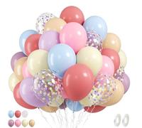 FunHot Pastel Balloons, 50 Pcs Colorful Balloons, Light Pink Yellow Blue Latex Balloon, 12 Inch Multicolor Confetti Helium Balloon for Birthday Wedding Baby Shower Easter Spring Party Decorations
