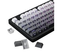 FunHub Black Gradient Topographic keycaps Line Backlit keycaps Shine Through Keyboard Keys Side Printed Key caps Cherry Profile keycap Set for 61/64/66/68/71/75/84/87 Mechanical Keyboards 135key