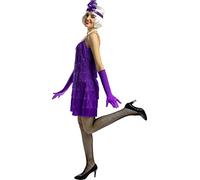Funidelia | 1920s Flapper Costume in Violet for woman 20s, Cabaret, Gangster, Decades - Costumes for adults, accessory fancy dress & props for Halloween, carnival & parties - Size L - Purple