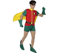 Funidelia | 1966 Robin Costume for man Boy Wonder, Superheroes, DC Comics - Costume for adults accessory fancy dress & props for Halloween, carnival & parties - Size S - Red