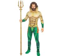 Funidelia | Aquaman Costume with Accessories for Man Superheroes, DC Comics, Justice League - Costume for Adults Accessory Fancy Dress & Props for Halloween, Carnival & Parties - Size M - Golden