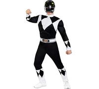 Funidelia Black Power Ranger Costume for man, Official License, Size XL Films & Series, Superheroes - Fancy dress for adults for parties, Carnival and Halloween