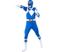 Funidelia Blue Power Ranger Second Skin Costume for men and women, Official License, Size XXL Films & Series, Superheroes - Fancy dress for adults for parties, Carnival and Halloween