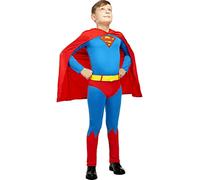 Funidelia | Classic Superman Costume for boy Man of Steel, Superheroes, DC Comics, Justice League - Costume for kids, accessory fancy dress & props for Halloween, carnival & parties - Blue