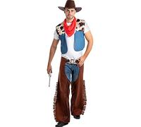 Funidelia | Cowboy Costume for man Cowboys, Indian, Western - Costume for adults accessory fancy dress & props for Halloween, carnival & parties - Size M - L - Brown