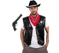 Funidelia | Cowboy Kit with Weapon for man Cowboys, Indian, Western - Accessories for adults, costume accessories - Black