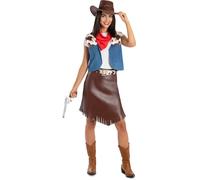 Funidelia | Cowgirl Costume for woman Cowboys, Indian, Western - Costume for adults accessory fancy dress & props for Halloween, carnival & parties - Size M - L - Brown