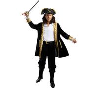 Funidelia | Deluxe Pirate Costume Colonial Collection for man Corsair, Buccaneer - Costume for adults accessory fancy dress & props for Halloween, carnival & parties - Size 3XL - Black