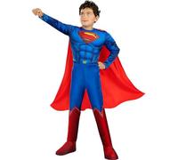 Funidelia | Deluxe Superman Costume for boy Man of Steel, Superheroes, DC Comics - Costumes for kids, accessory fancy dress & props for Halloween, carnival & parties - Size 5-6 years - Blue