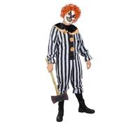 Funidelia Deluxe Terrifying Clown Costume for Men, Includes Pants, T-Shirt, Headband, Glasses and Mandolin, Size M - Costume for Adults for Parties, Carnival and Halloween Maroon