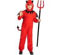 Funidelia | Devil costume with trident for boy Demons, Devils, Halloween, Horror - Costume for kids accessory fancy dress & props for Halloween, carnival & parties - Size 7-9 years - Red