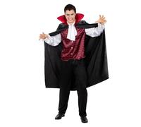 Funidelia Dracula Count Costume for Men, Includes Pants, Shirt with Ruffle and Cape, Size 3XL, Horror - Costume for Adults for Parties, Carnival and Halloween Black