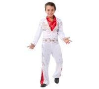 Funidelia Elvis Presley Official Costume for boy, Jumpsuit and scarf Size 10-12 years Rock & Roll, Music - Fancy dress for kids for parties, Carnival and Halloween