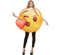 Funidelia | Emoji Costume heart kiss OFFICIAL for men & women One Size Emoticon, Whatsapp, Funny - Yellow - Costumes for adults fancy dress & props for Halloween, carnival & parties