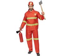 Funidelia | Firefighter Costume for men and women Fire, Professions - Costume for adults accessory fancy dress & props for Halloween, carnival & parties - Size S - Red