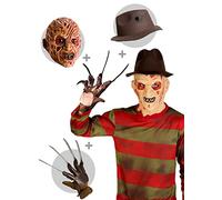 Funidelia | Freddy Krueger Sweater with Hat, Glove and Mask - A Nightmare on Elm Street for man Costume for adults, accessory fancy dress & props for Halloween, carnival & parties - Size: XL - Red
