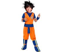 Funidelia | Goku Costume - Dragon Ball OFFICIAL for boy size 7-9 years Son Goku, Anime, Saiyan - Orange, trousers, t-shirt, wristbands, belt and boot covers
