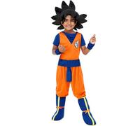 Funidelia | Goku costume with wig - Dragon Ball for boy Son Goku, Manga, Cartoons - Costume for kids accessory fancy dress & props for Halloween, carnival & parties - Size 10-12 years - Orange