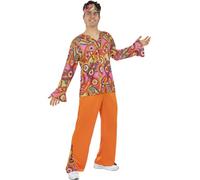 Funidelia | Happy Hippie Costume for Man 60s, Hippie, Flower Power, Decades - Costume for Adults Accessory Fancy Dress & Props for Halloween, Carnival & Parties - Size XXL - Blue
