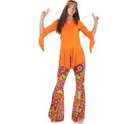 Funidelia | Happy Hippie Costume for woman 60s, Hippie, Flower power, Decades - Costume for adults accessory fancy dress & props for Halloween, carnival & parties - Size XXL - Black