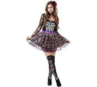 Funidelia | La Catrina Skeleton Costume for woman Sugar skull, Horror - Costume for adults accessory fancy dress & props for Halloween, carnival & parties - Size S - Black