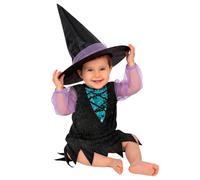 Funidelia | Little Witch Costume for Babies for baby Witch, Wizards, Halloween, Horror - Costume for baby accessory fancy dress & props for Halloween, carnival & parties - Size 6-12 months - Black