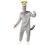 Funidelia | Madagascar King Julien Costume for Man Cartoons, Madagascar, Films & Series - Costume for Adults Accessory Fancy Dress & Props for Halloween, Carnival & Parties - Size S - M Grey/Silver