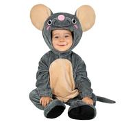 Funidelia Mouse Costume for Babies, Includes Jumpsuit with Snap Buttons, Hat, Tail and Foot Covers, Animals - Outfit for Babies for Parties, Carnival and Halloween - Size 12-24 Months