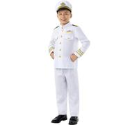 Funidelia | Navy Captain Costume for boy Ship Captain, Navy Officer, Marine, Professions - Costume for kids accessory fancy dress & props for Halloween, carnival & parties - Size 5-6 years - White