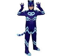 Funidelia Official Catboy PJ Masks Deluxe Costume for Boys, Includes Jumpsuit with Tail, Mask and Gloves - Outfit for Kids for Parties, Carnival and Halloween - Size 7-9 Years